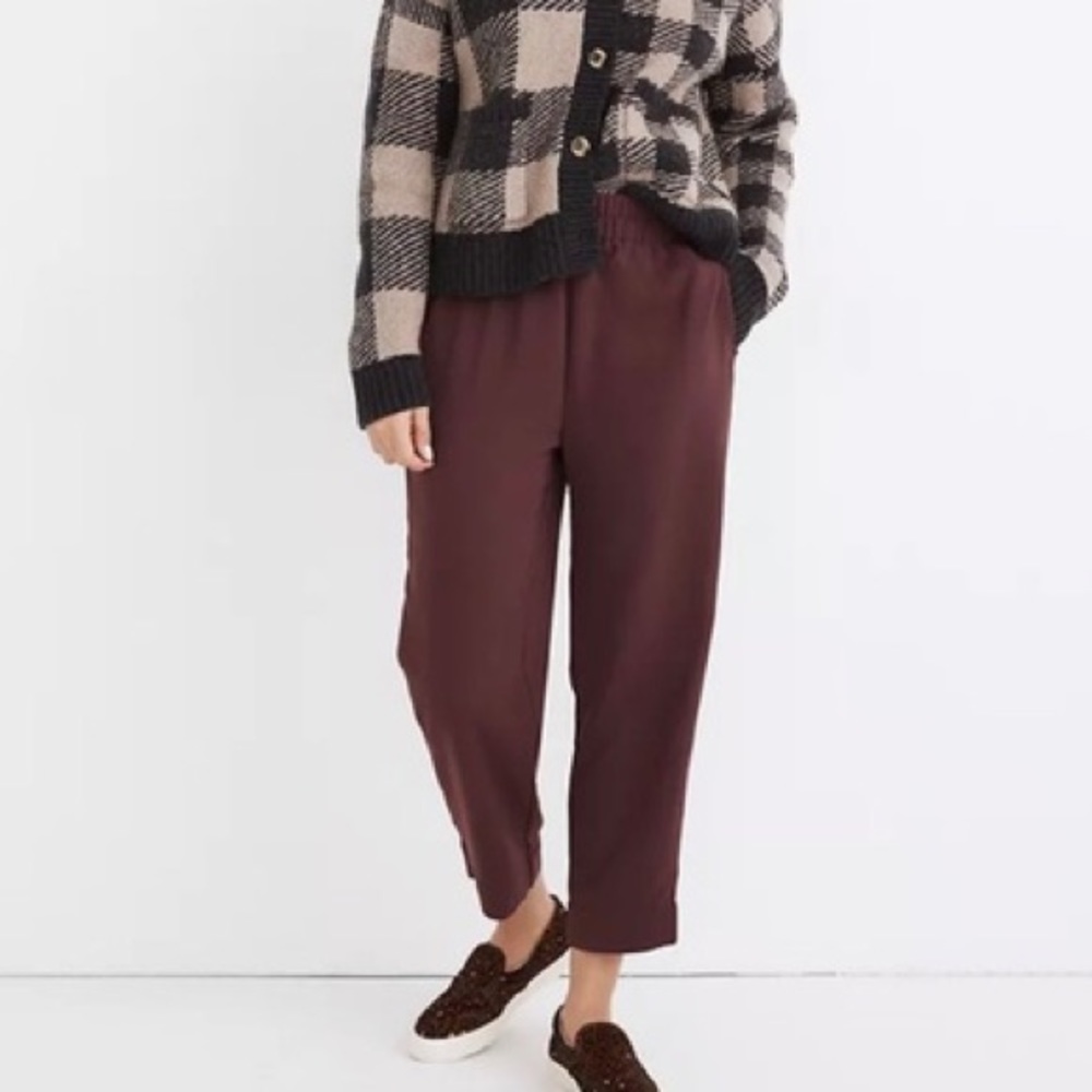 Madewell Huston Dark Fig Pull-On Crepe Pants